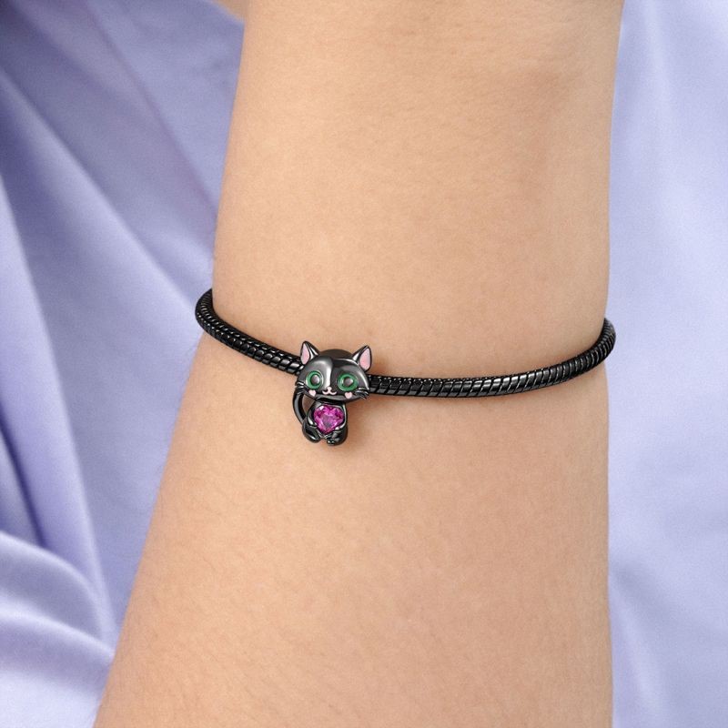 Charm Dije Plata 925 Gato Negro Love - Imagen 4