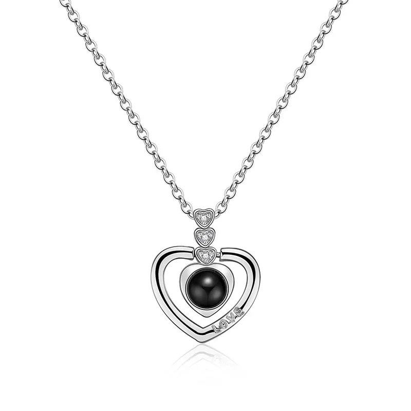 Collar Corazon Te Amo en 100 Idiomas Love Plateado