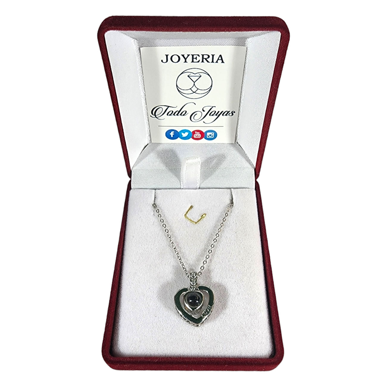 Collar Corazon Te Amo en 100 Idiomas Love Plateado - Imagen 2