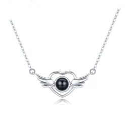 Collar Corazon Alas Te Amo en 100 Idiomas Plateado