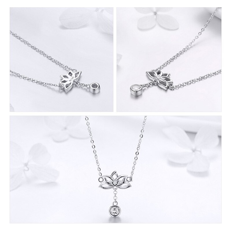 Collar Plata 925 Flor de Loto y Circon - Imagen 4