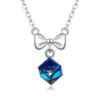 Collar Plata 925 Cinta y Cristal Azul Tornasol