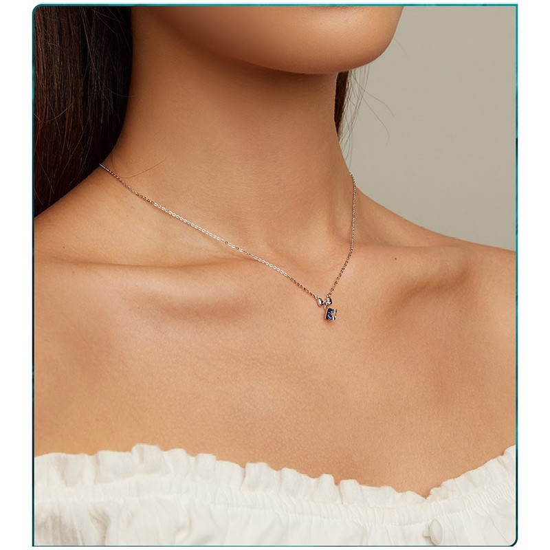 Collar Plata 925 Cinta y Cristal Azul Tornasol - Imagen 3