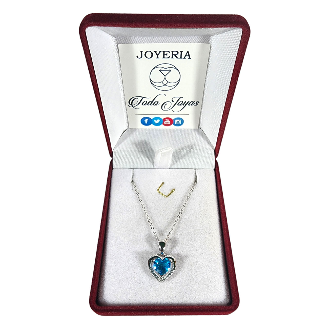 Collar Plata 925 Corazon Azul - Imagen 2