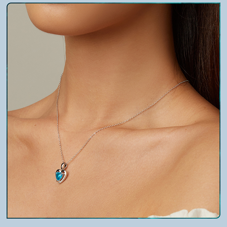 Collar Plata 925 Corazon Azul - Imagen 3