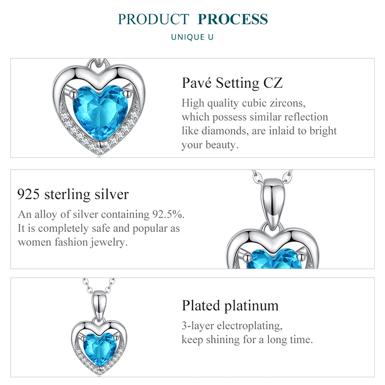Collar Plata 925 Corazon Azul - Imagen 6