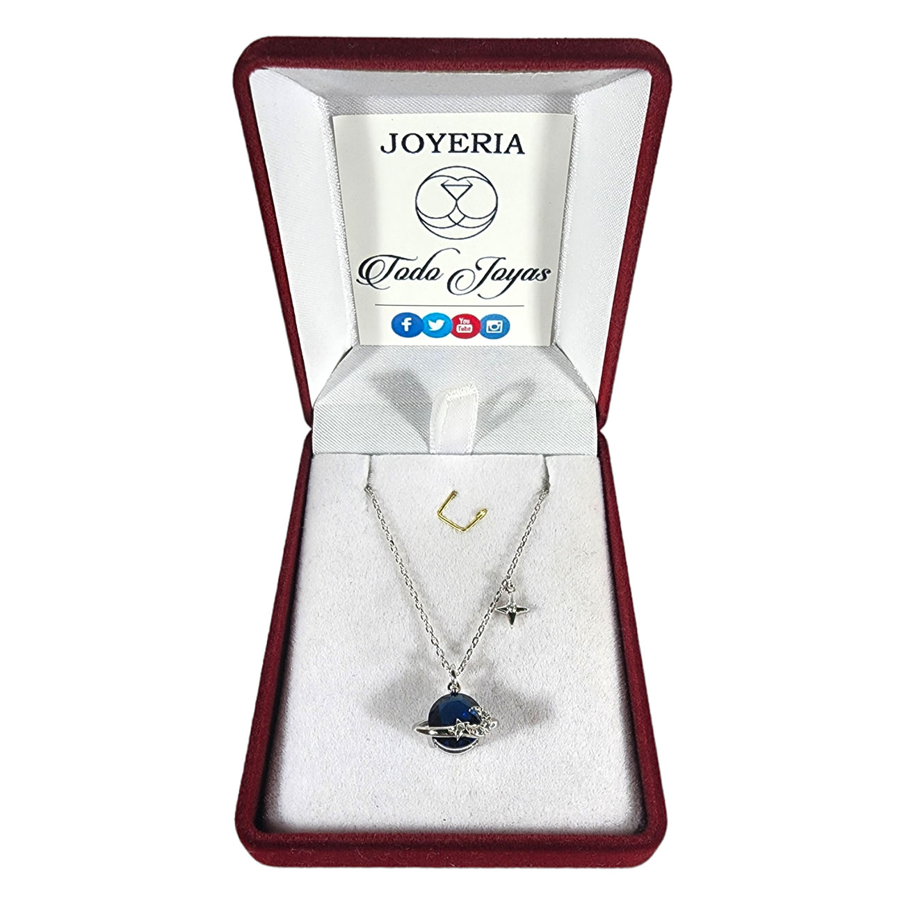 Collar Plata 925 Planeta Azul y Estrellas - Imagen 2