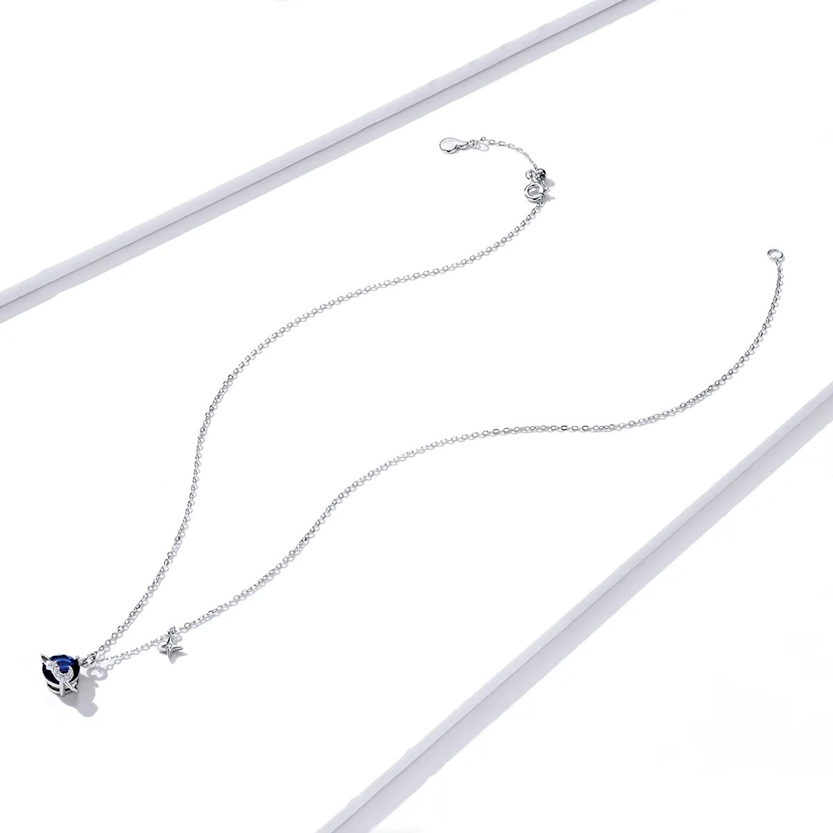 Collar Plata 925 Planeta Azul y Estrellas - Imagen 6