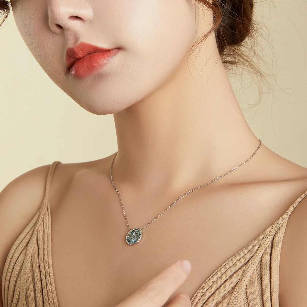 Collar Plata 925 Arbol Opal - Imagen 3