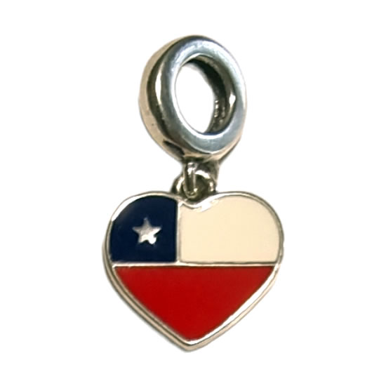 Charm Dije Plata 925 Corazon Bandera Chile