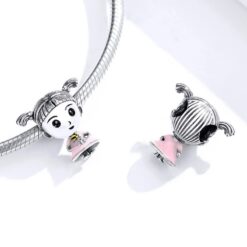 Alternative view of Charm Dije Plata 925 Niña con Flor