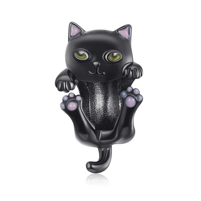Charm Dije Plata 925 Gato Negro Colgante