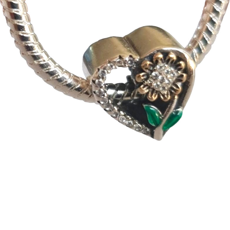 Charm Dije Plata 925 Corazon Girasol - Imagen 2