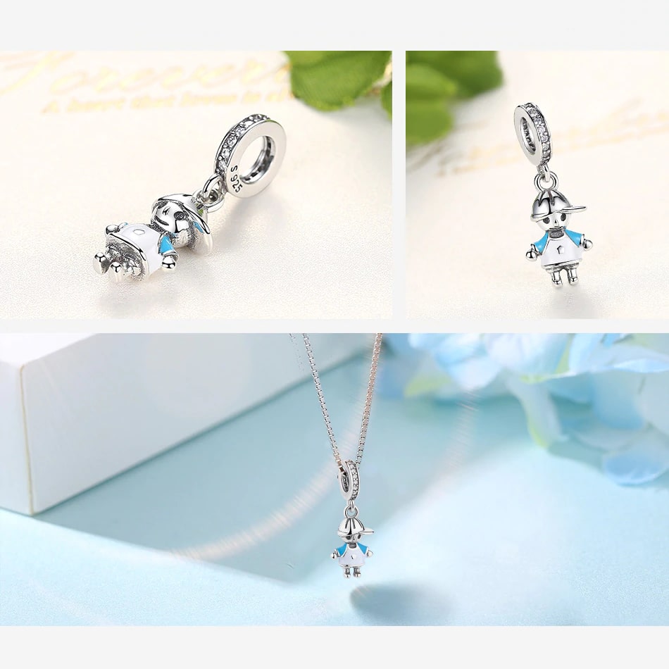 Charm Dije Plata 925 Niño Hijo Celeste - Imagen 2
