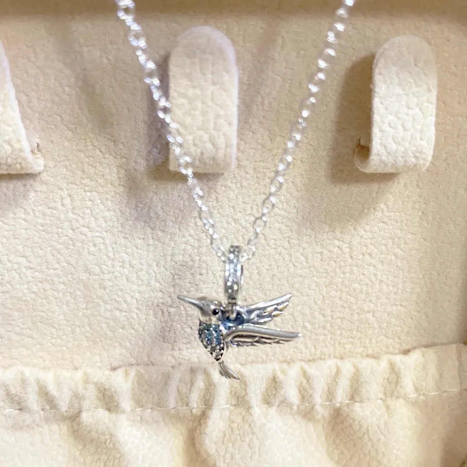 Charm Dije Plata 925 Clibri Pajaro Ave Plateada - Imagen 5