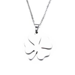 Colgante Collar Trebol 4 Hojas Acero Plateado