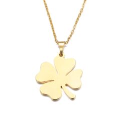 Colgante Collar Trebol 4 Hojas Acero Dorado
