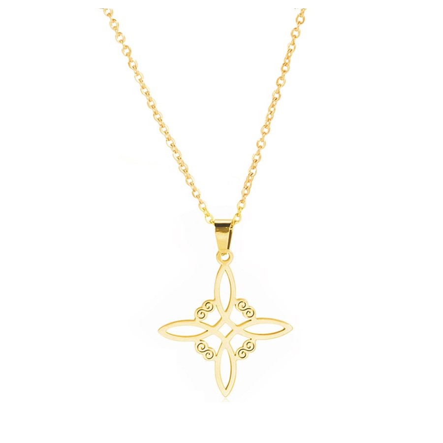 Colgante Collar Nudo de Bruja Acero Dorado