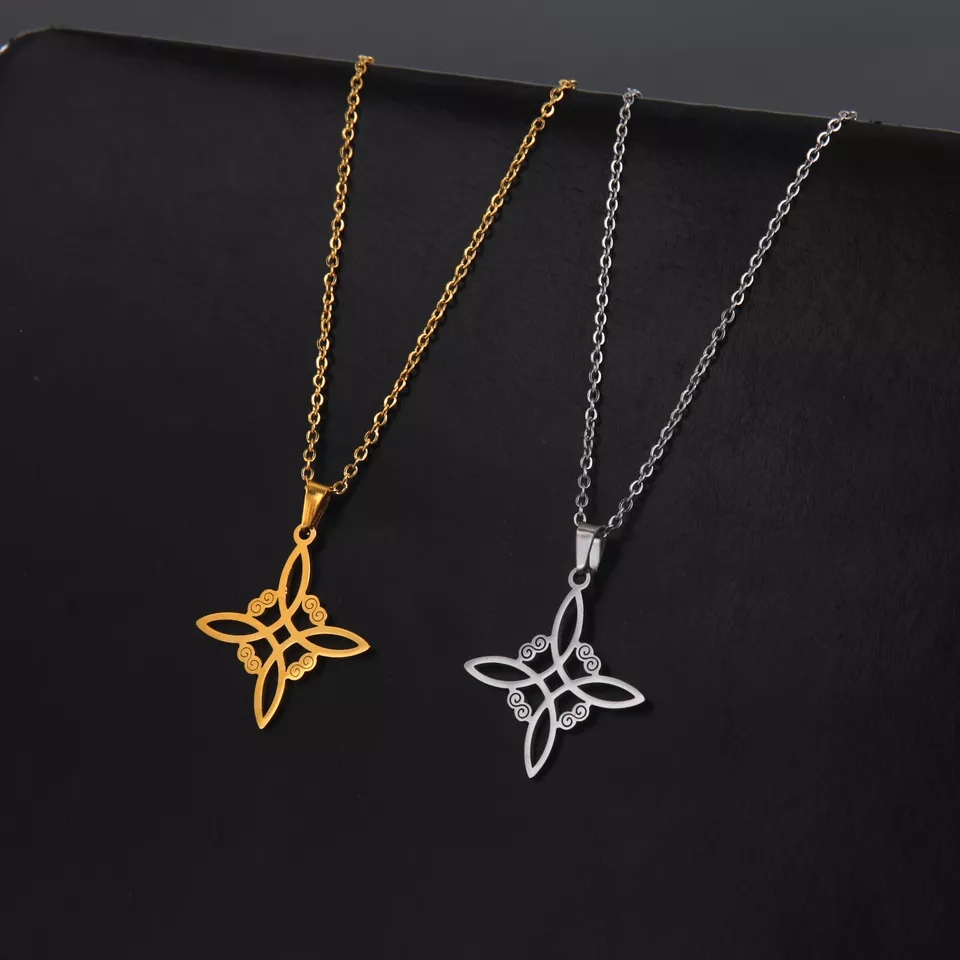 Colgante Collar Nudo de Bruja Acero Dorado - Imagen 4