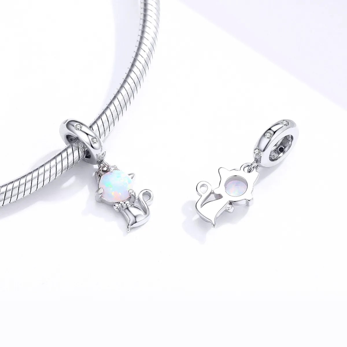 Charm Dije Plata 925 Gato Opalo - Imagen 2