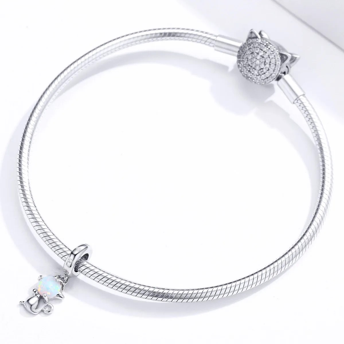 Charm Dije Plata 925 Gato Opalo - Imagen 3