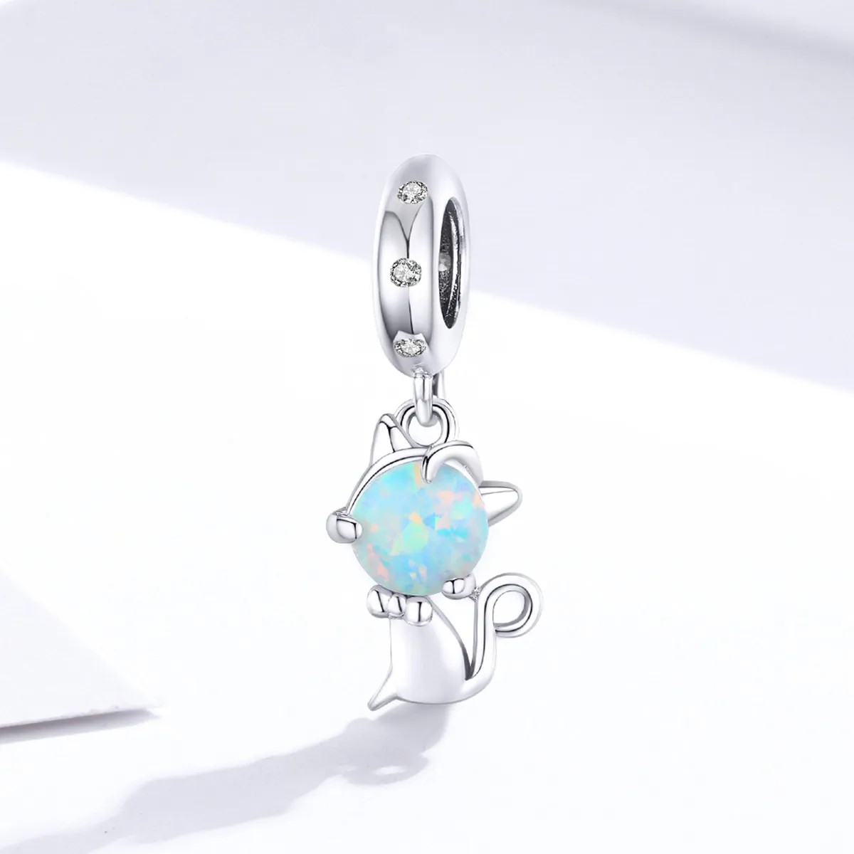 Charm Dije Plata 925 Gato Opalo - Imagen 4