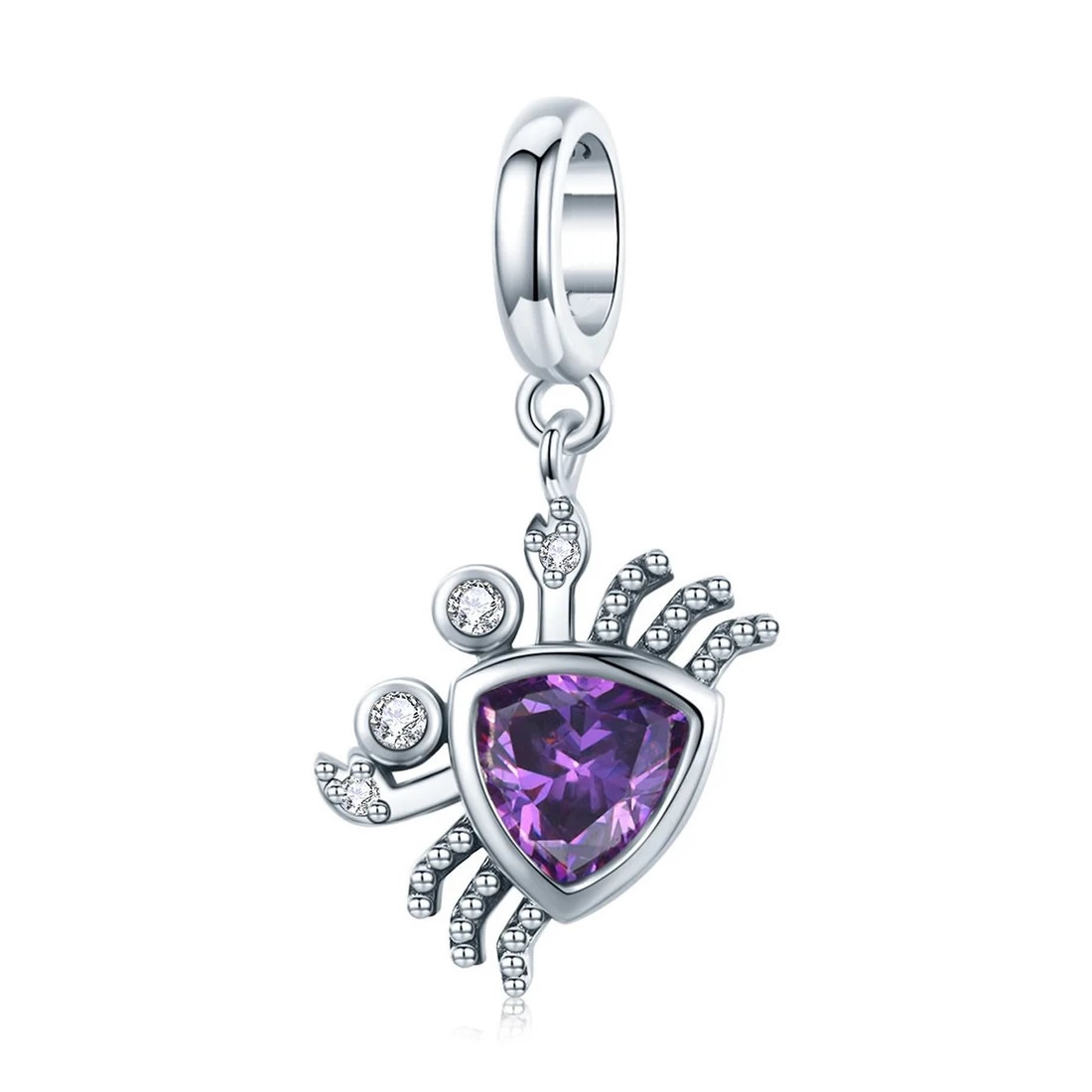 Charm Dije Plata 925 Cangrejo Morado