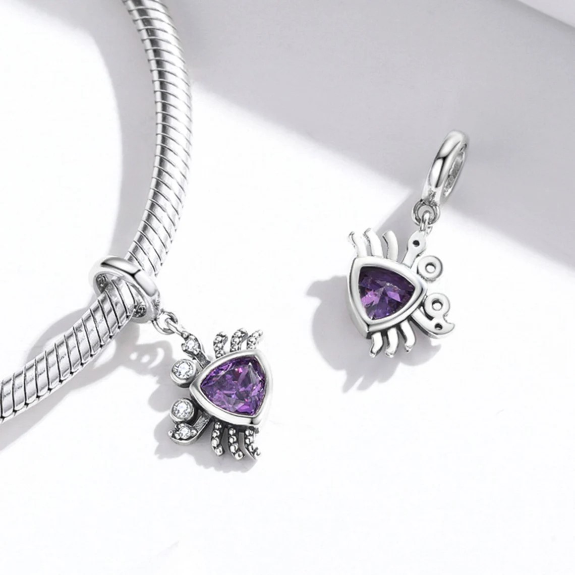 Charm Dije Plata 925 Cangrejo Morado - Imagen 2