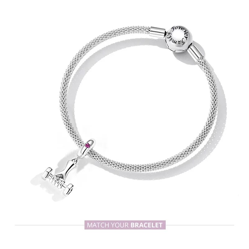 Charm Dije Plata 925 Mancuerna Deportiva Pesa - Imagen 2