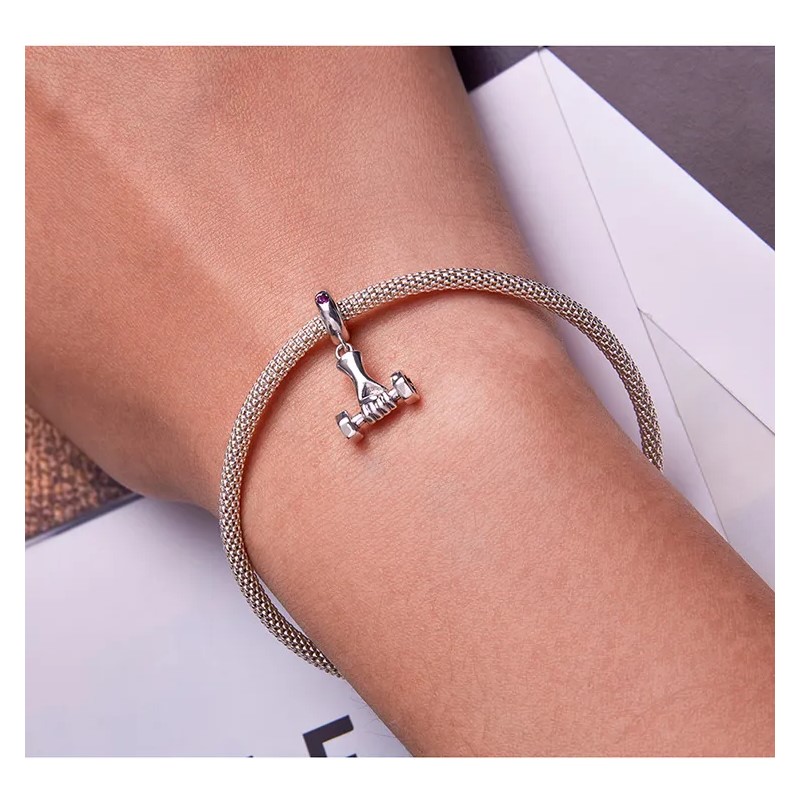 Charm Dije Plata 925 Mancuerna Deportiva Pesa - Imagen 3