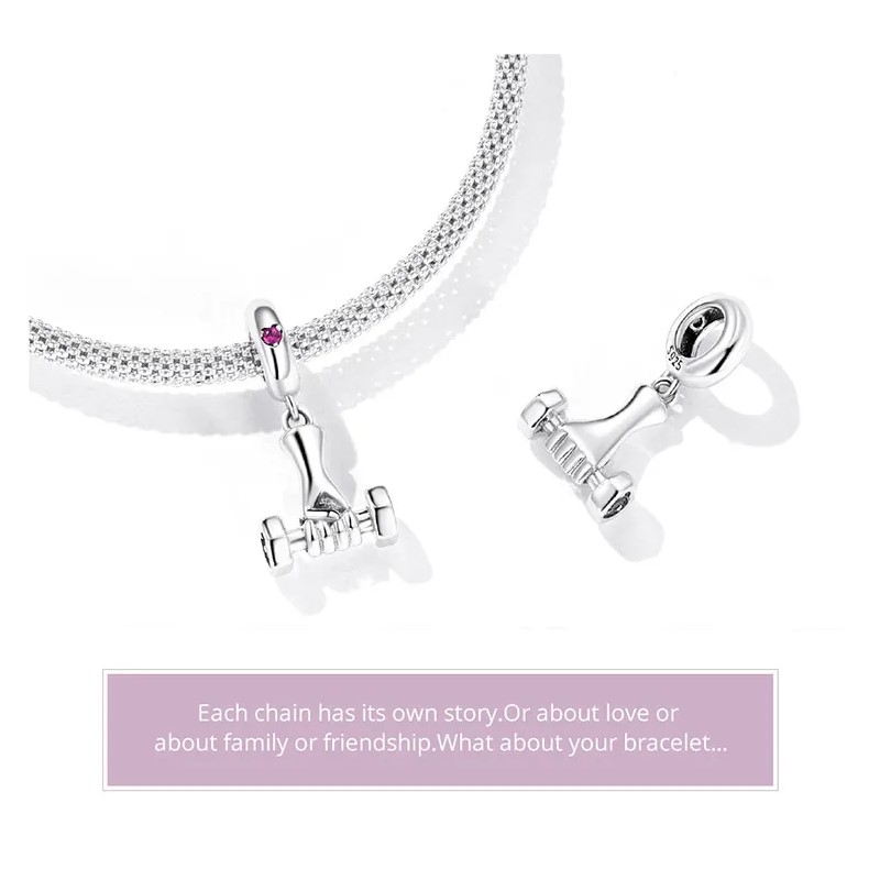 Charm Dije Plata 925 Mancuerna Deportiva Pesa - Imagen 4