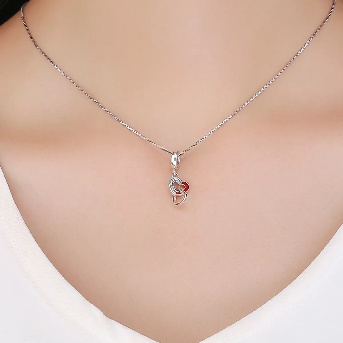 Charm Dije Plata 925 Corazon Entrelazados - Imagen 2