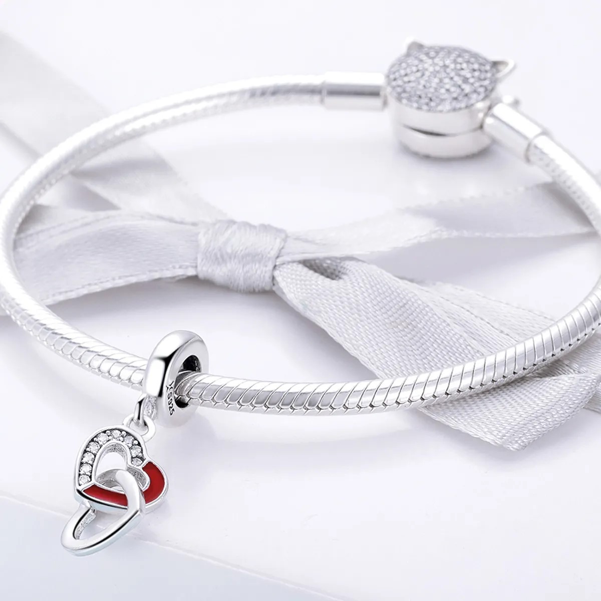 Charm Dije Plata 925 Corazon Entrelazados - Imagen 3