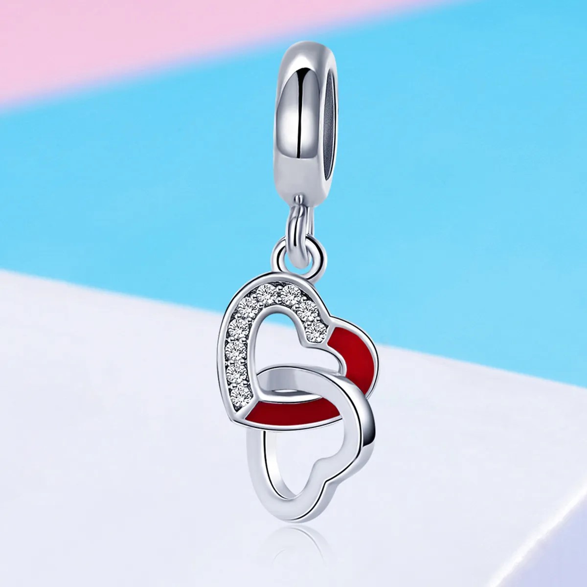 Charm Dije Plata 925 Corazon Entrelazados - Imagen 4