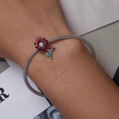 Alternative view of Charm Dije Plata 925 Flor Margarita Roja