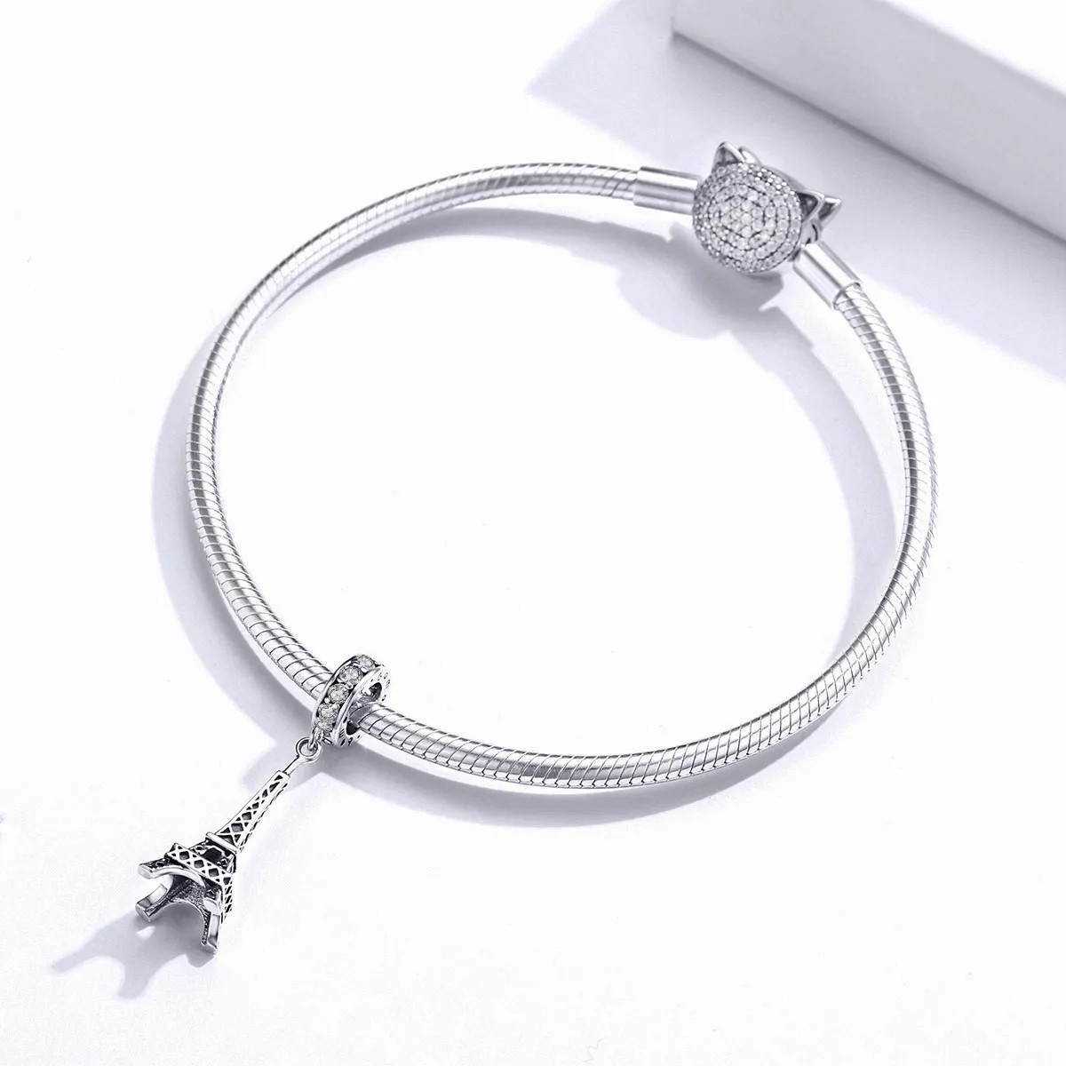 Charm Dije Plata 925 Torre Eiffel Circones - Imagen 2