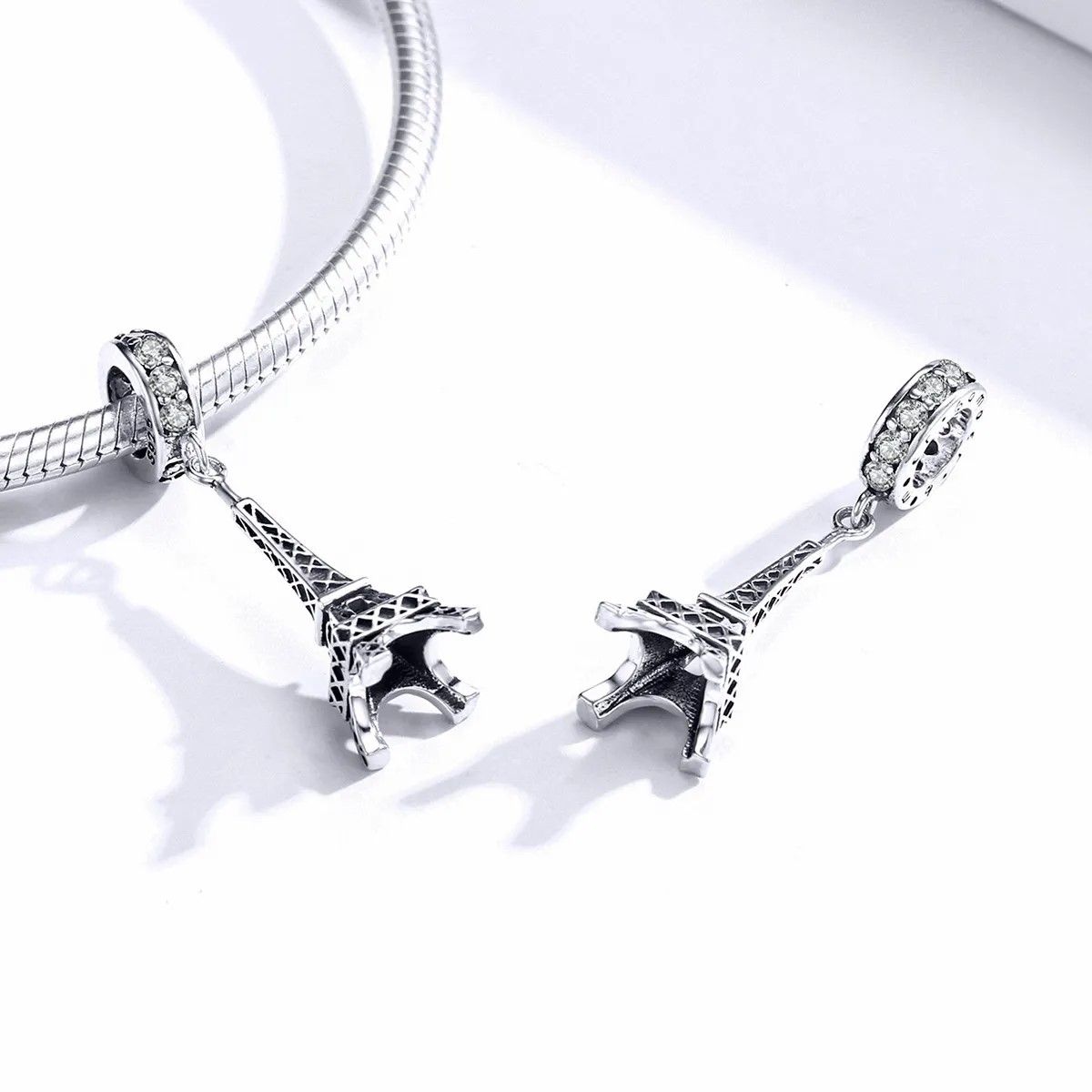 Charm Dije Plata 925 Torre Eiffel Circones - Imagen 3