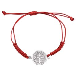 Pulsera Hilo Rojo Trenzado San Benito Acero