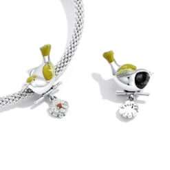 Alternative view of Charm Dije Plata 925 Pajaro Ave Amarillo en Flor