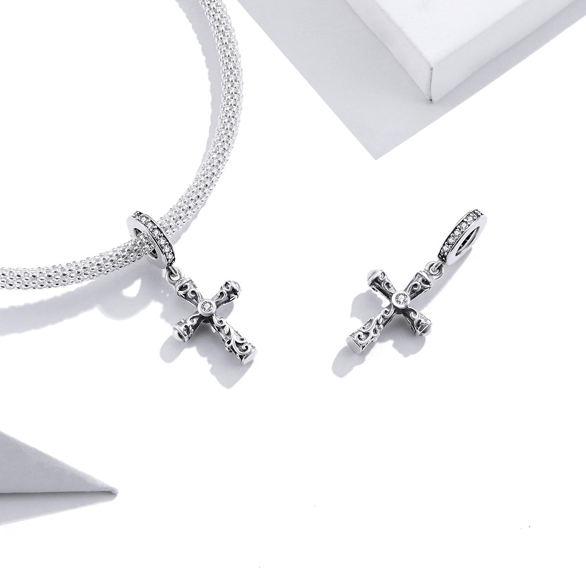 Charm Dije Plata 925 Cruz Vintage - Imagen 3