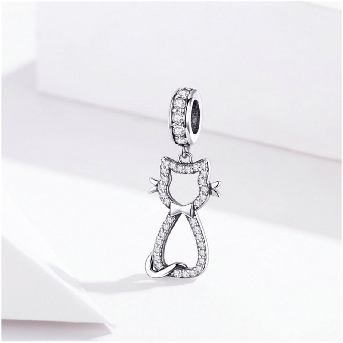 Charm Dije Plata 925 Gatito Feliz - Imagen 3