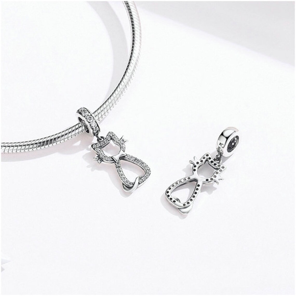 Charm Dije Plata 925 Gatito Feliz - Imagen 4