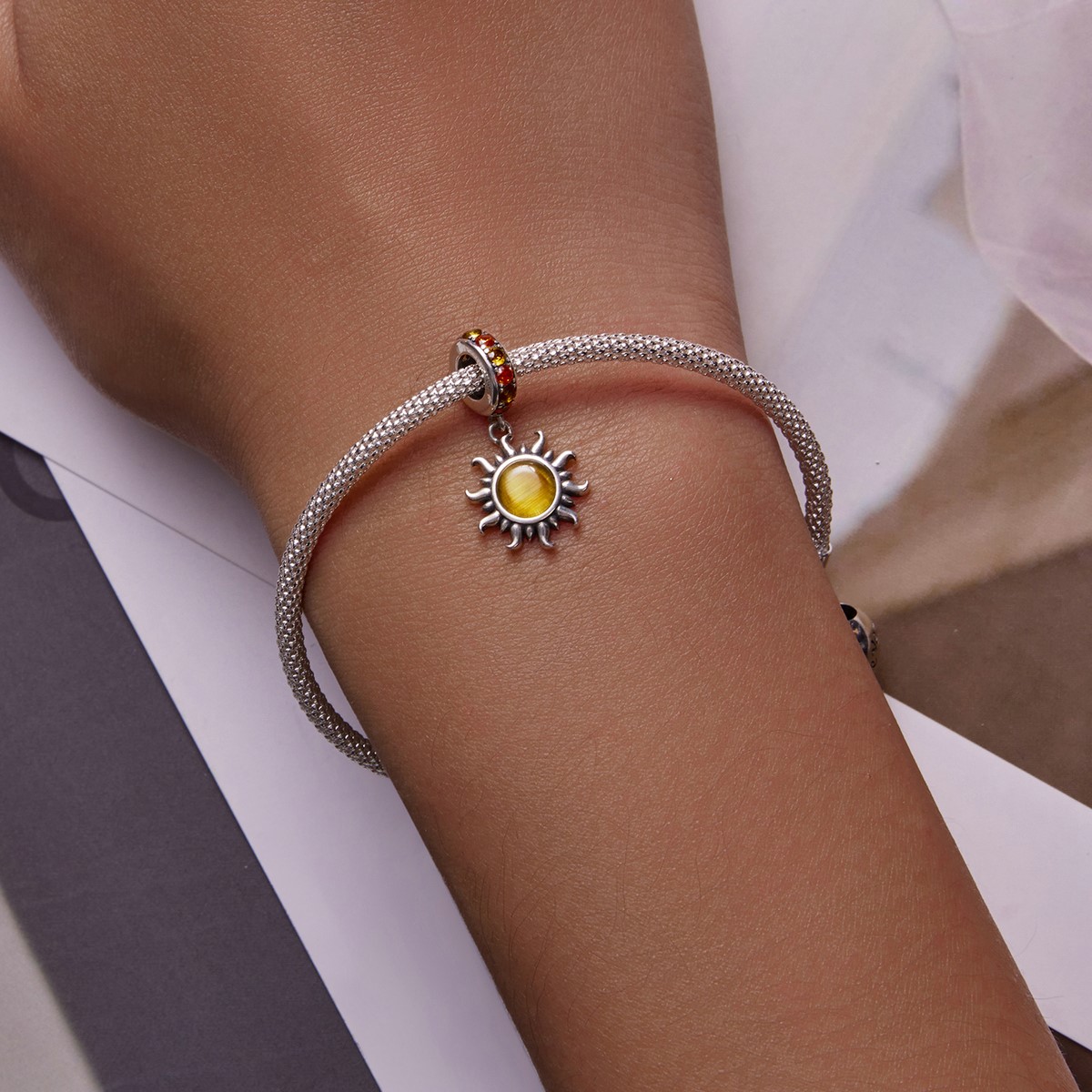 Charm Dije Plata 925 Sol Brillante - Imagen 4