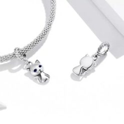 Alternative view of Charm Dije Plata 925 Gatito Ojos Azules