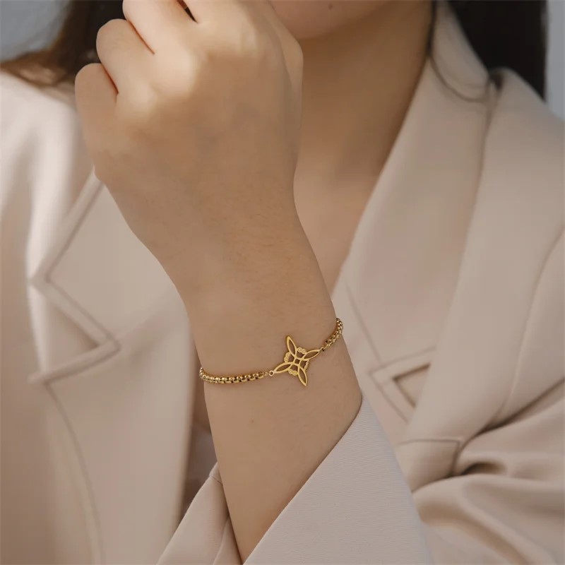 Pulsera Nudo de Bruja Celta Dorada Acero - Imagen 5