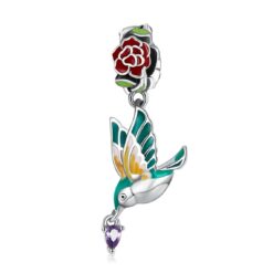 Charm Dije Plata 925 Colibri Ave con Flor
