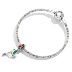 Alternative view of Charm Dije Plata 925 Colibri Ave con Flor