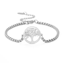 Pulsera Arbol de la Vida Plateada Acero