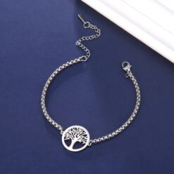 Alternative view of Pulsera Arbol de la Vida Plateada Acero