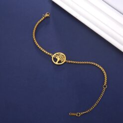 Alternative view of Pulsera Arbol de la Vida Dorado Acero